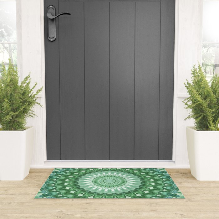 Emerald Green Mandala Welcome Mat By Kellydietrich Society6