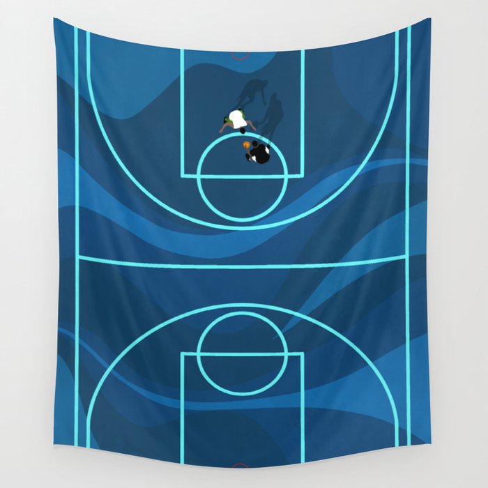 Blue Camouflage Street Basketball Court Wall Tapestry