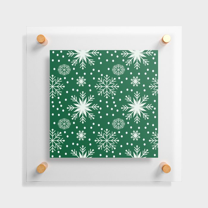 Christmas ornament. Snowflakes on green background Floating Acrylic Print