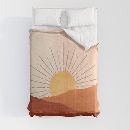 Abstract terracotta landscape, sun and desert, sunrise #1 Comforter