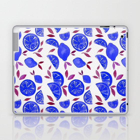 Watercolor lemons - blue and purple Laptop & iPad Skin