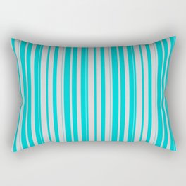[ Thumbnail: Light Gray & Dark Turquoise Colored Stripes/Lines Pattern Rectangular Pillow ]