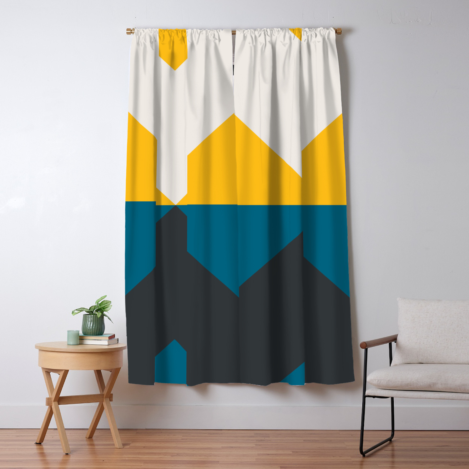 Split X Teal Yellow Blackout Curtain By Caitlinworkman Society6