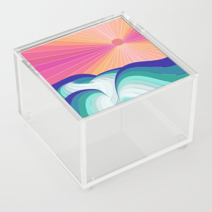 Ocean Wave - Pink Sky Acrylic Box