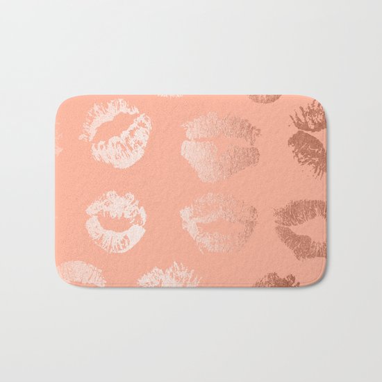 Sweet Life Lips Peach Coral Pink Shimmer Bath Mat