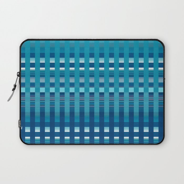 Blue Harmony: Light and Dark Plaid Pattern Laptop Sleeve