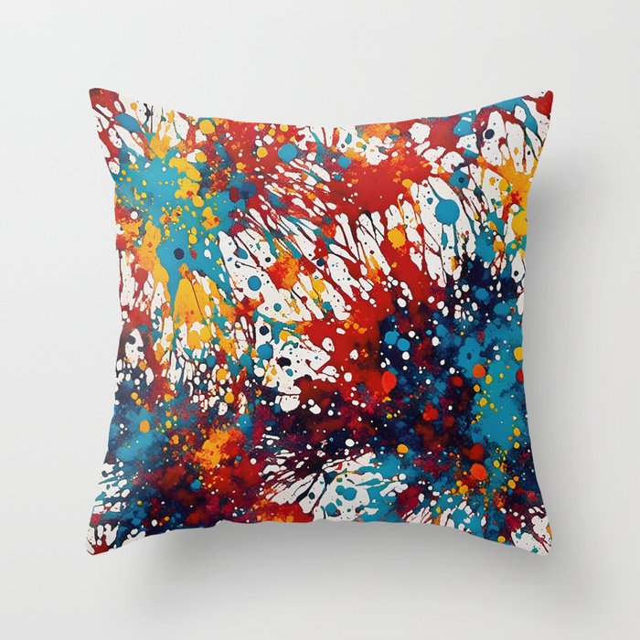 Colorful Paint Splash Throw Pillow