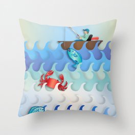 The Fish Are Biting Throw Pillow