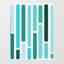 Mid Century Modern Stripes Turquoise Poster