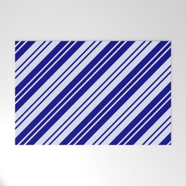 [ Thumbnail: Dark Blue and Lavender Colored Lines Pattern Welcome Mat ]