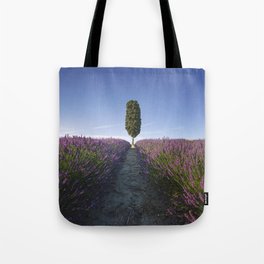 Cypress Tree and Lavender Flowers. Tuscany Tote Bag