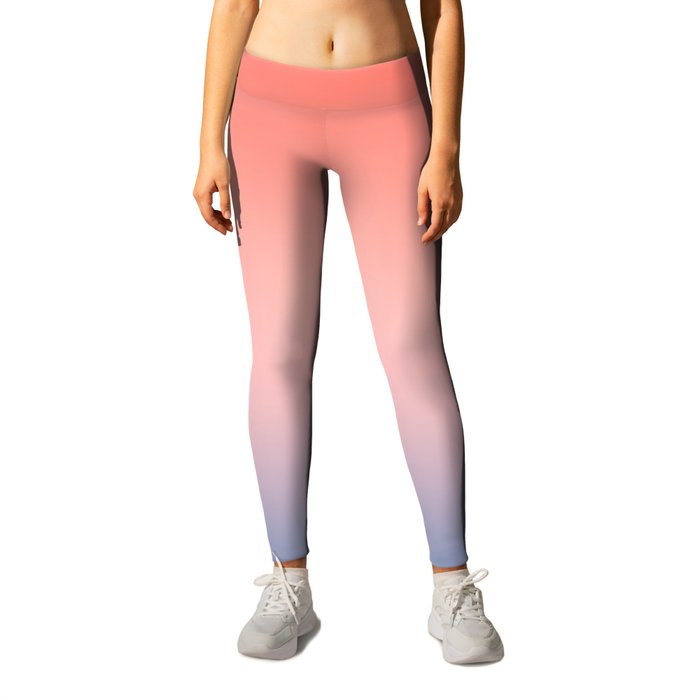 Living Coral Millennial Pink Princess Blue Ombre Pattern Trendy Colors of Year 2019 Leggings