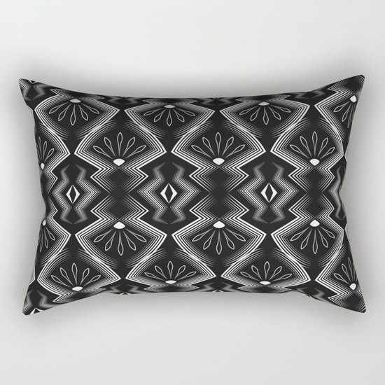 Art Deco . Black and white pattern ."Constance ". Rectangular Pillow