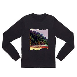 Lazy Dayz Long Sleeve T Shirt | Modern, Nature, Travel, Longboat, Landscape, Green, Abstract, Digital, Thailand, Beach 