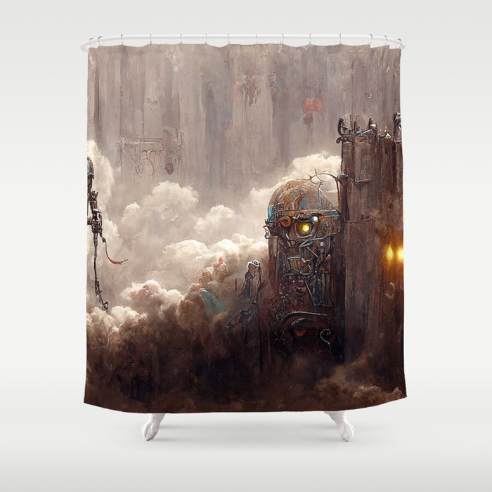 Guardians of heaven – The Robot 3 Shower Curtain