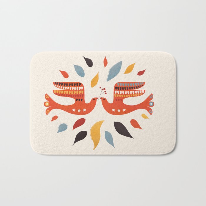 A Pair Of Festive Birds Bath Mat