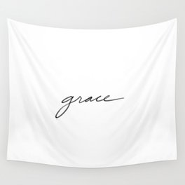 minimal hand-lettered "grace" Wall Tapestry
