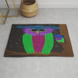 The Prismatic Crested Owl Rug