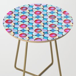 Chunky Daisies Brights Aqua Blue Pink Side Table
