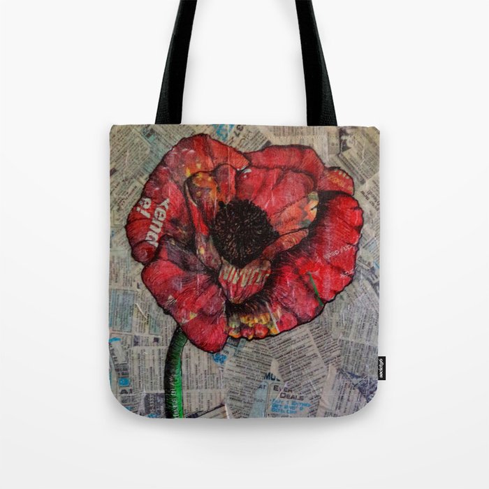 Red Poppy Flower Tote Bag