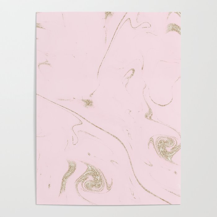 Luxe gold and blush marble image Poster
