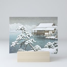 Kiyosumi Teien Garden, Fukagawa In Snow - Vintage Japanese Woodblock Print Art Mini Art Print