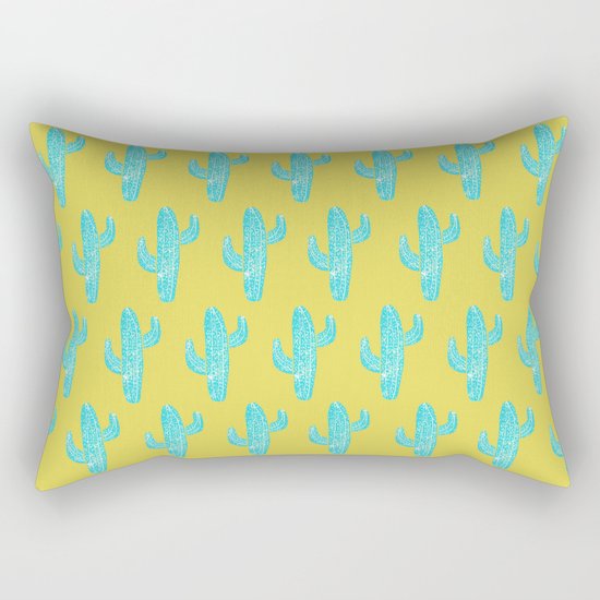 Linocut Cacti Desert Rectangular Pillow