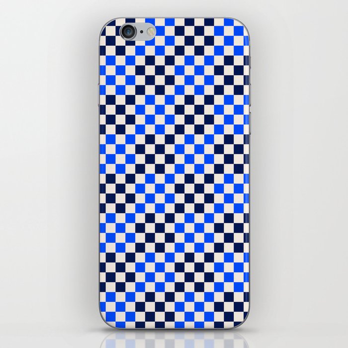 Navy Blue Checkered Tiles iPhone Skin