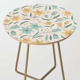 Spring Flowers Yellow Turquoise Peach Side Table