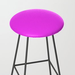 Magenta Solid Color Popular Hues Patternless Shades of Magenta Collection Hex #ff3dff Bar Stool
