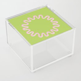 Waves Circle Frame - Pink Green Acrylic Box
