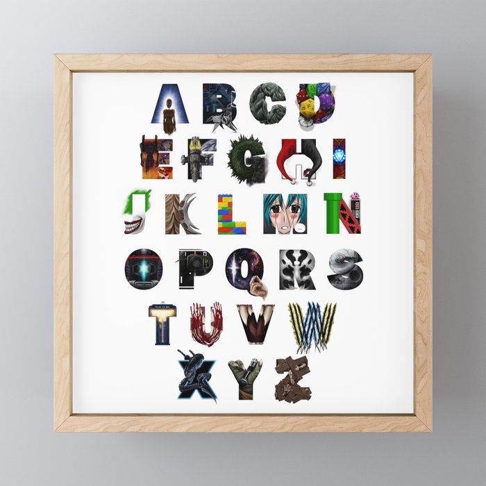 Geek's Alphabet Framed Mini Art Print