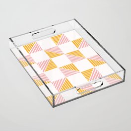 Abstract Shape Pattern 8 in Mustard Yellow Pale Pink Acrylic Tray