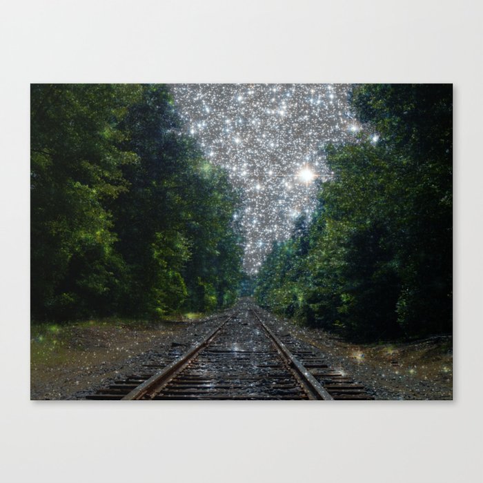 Train Tracks Sparkling Dream : Next Stop Anywhere Canvas Print