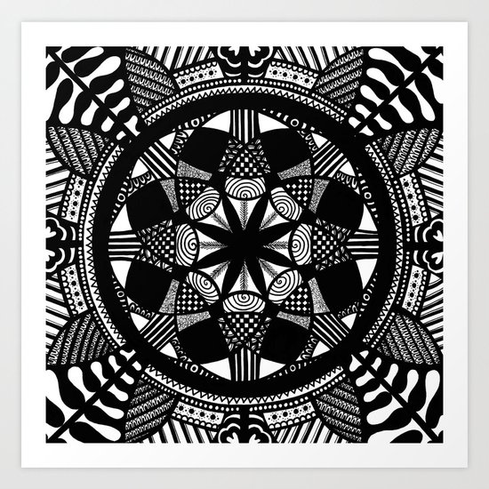 Black and white mandala Art Print