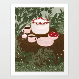 Cottagecore Forest Tea Party Art Print