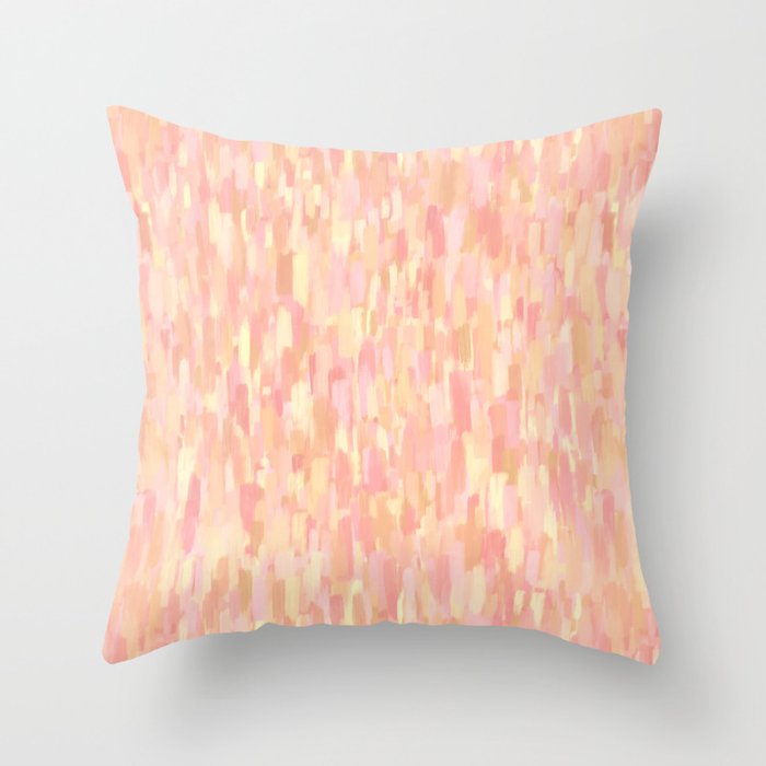 Spring Impressionist Paint Daubs, Peach, Pink, Yellow Throw Pillow