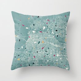 MEMPHIS - USA. Terrazzo City Map Throw Pillow