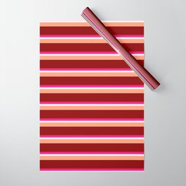 [ Thumbnail: Crimson, Deep Pink, White, Light Salmon, and Dark Red Colored Lines Pattern Wrapping Paper ]