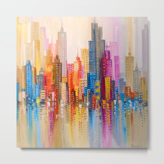 Rainbow city Metal Print