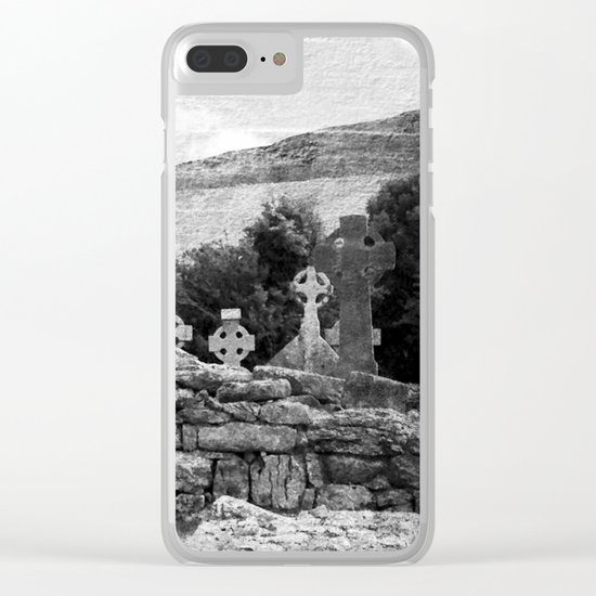 Halloween Graveyard | Horror | Black and White Cemetery | Gothic Graves | Clear iPhone Case