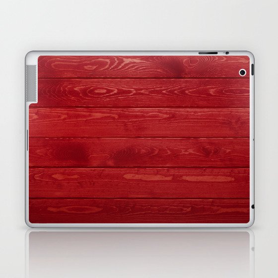 Red wooden background Laptop & iPad Skin