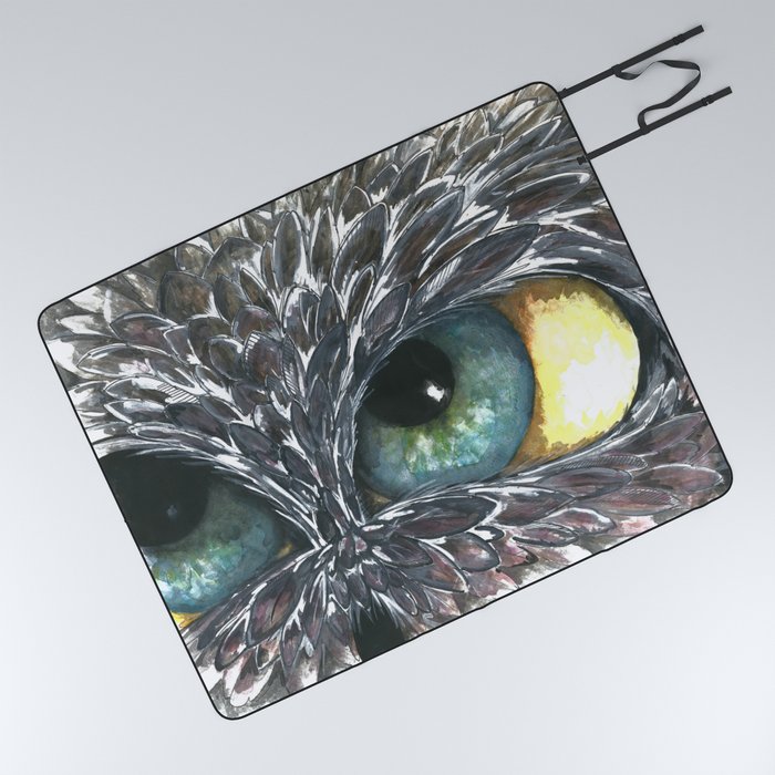 DEEP eyes_Owl 4 Picnic Blanket