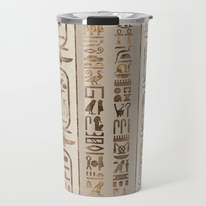 Egyptian hieroglyphs Pastel Gold Travel Mug