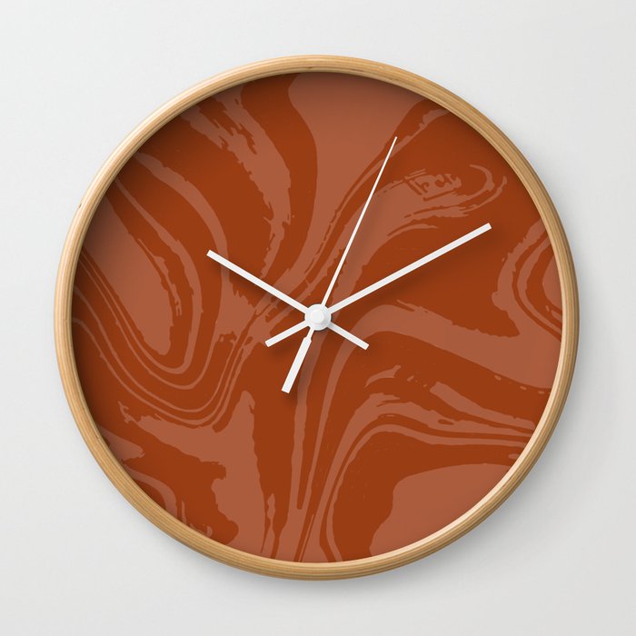 Abstract Swirl Marble (burnt orange) Wall Clock