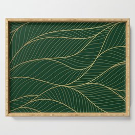 Green emerald with gold lines Serving Tray
