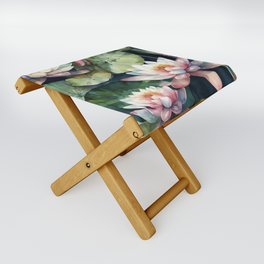 Lovely Watercolor Water Lilies Folding Stool
