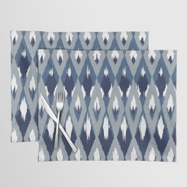 Festive, Boho Art, Geometric, Ikat Pattern, Blue Placemat