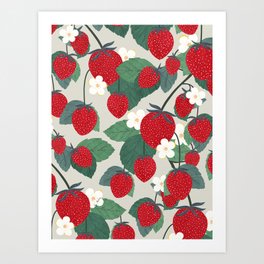 Strawberries pattern Art Print