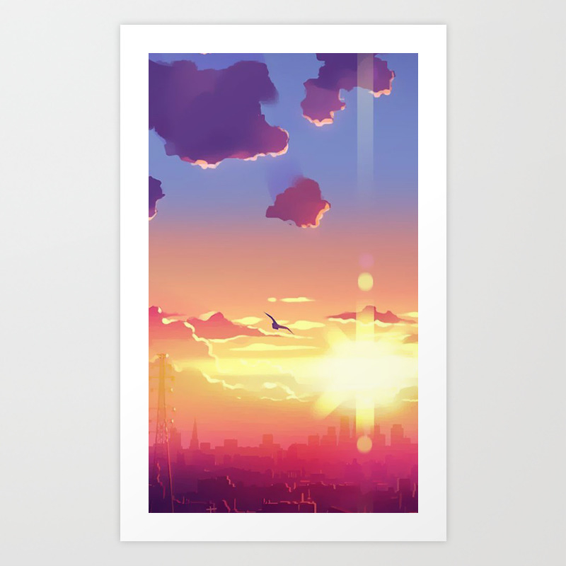 Sunset Wings Postcard Art Print